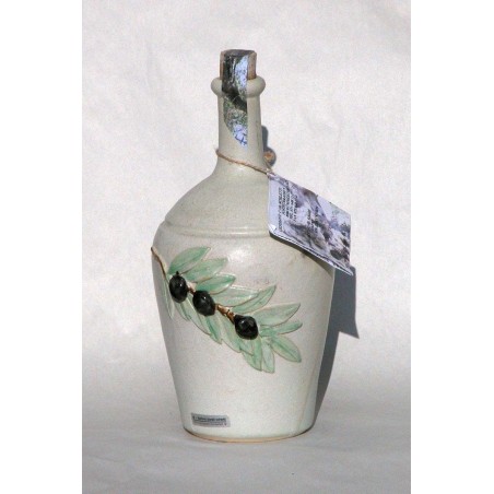 Olivenöl 0,5 Liter Keramikflasche verziert, fiore di levante